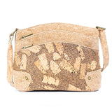 Front of three-line zipper cork crossbody bag light roast from Texas Cork Company