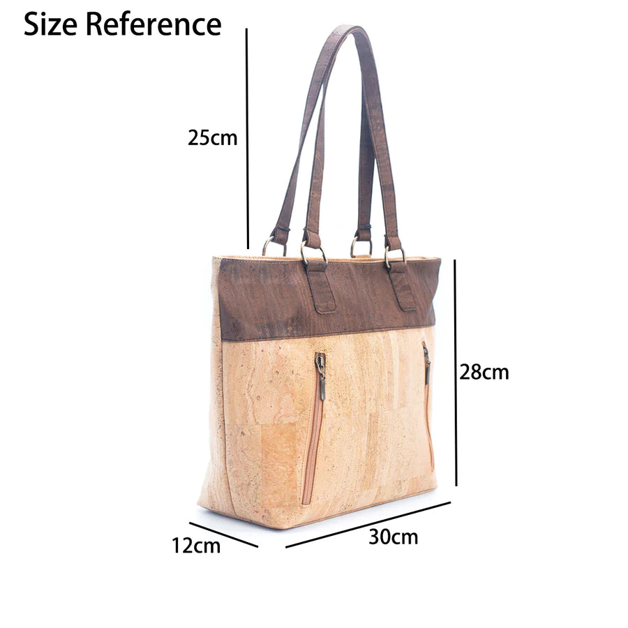 Natural Cork Shoulder Bag with Color Top Belt