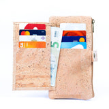 Inside card and cash pockets of  Coffee infused Cork Long Wallet Card Holder from Texas Cork Company