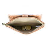 Inside zip pocket of Coffee infused Cork Long Wallet Card Holder from Texas Cork Company