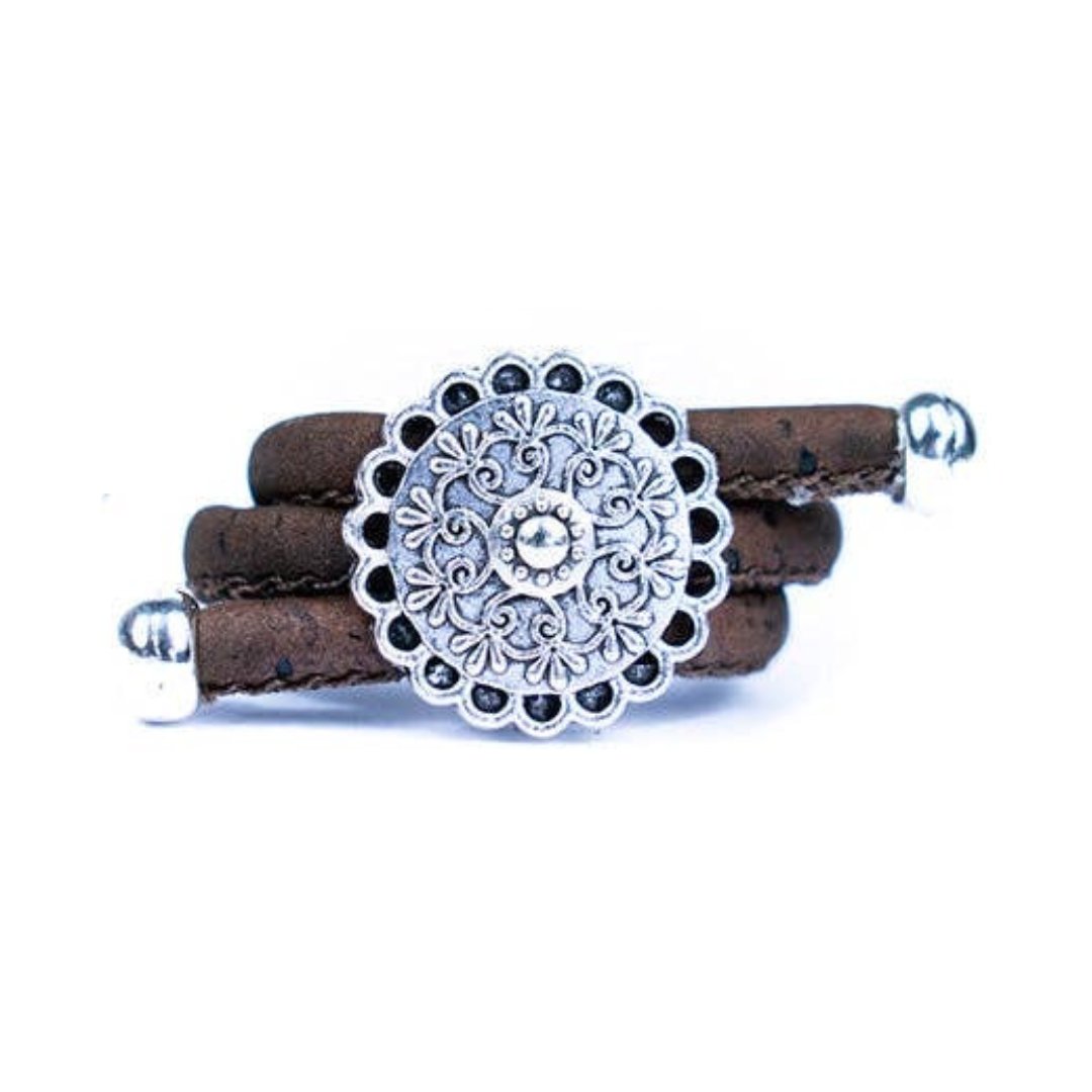 Lacey flower cork ring in brown from Texas Cork Co