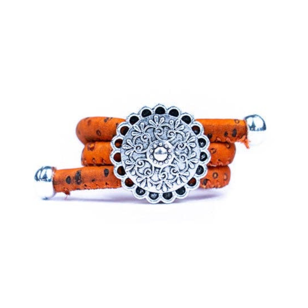 Lacey flower cork ring in orange from Texas Cork Co
