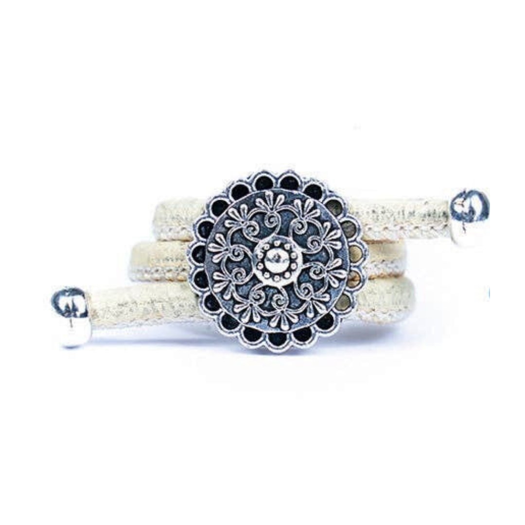 Lacey flower cork ring in white from Texas Cork Co