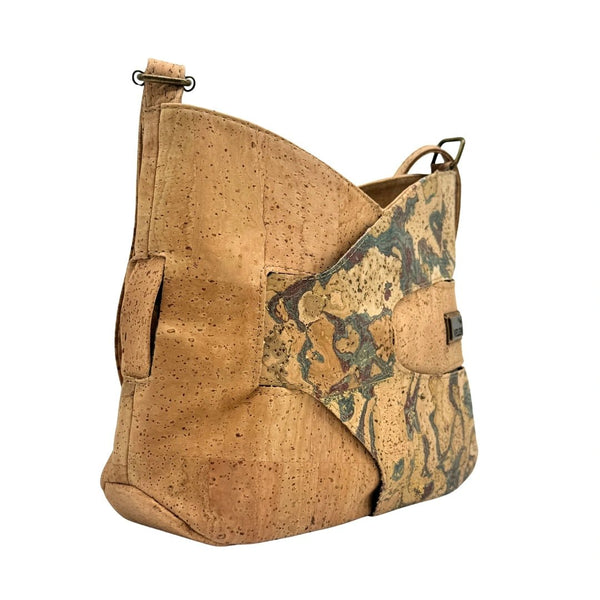 Madison crossbody side with Natural on back and Natural and Blue Chameleon on front