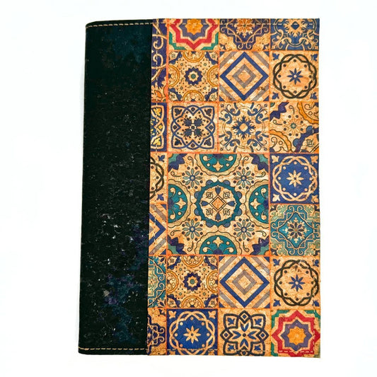 Front view navy mosaic Small Refillable Notepad by Texas Cork Company