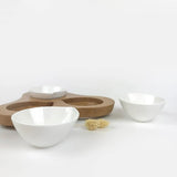Triple Appetizer Platter with 2 of the 3 ceramic cups removed from platter