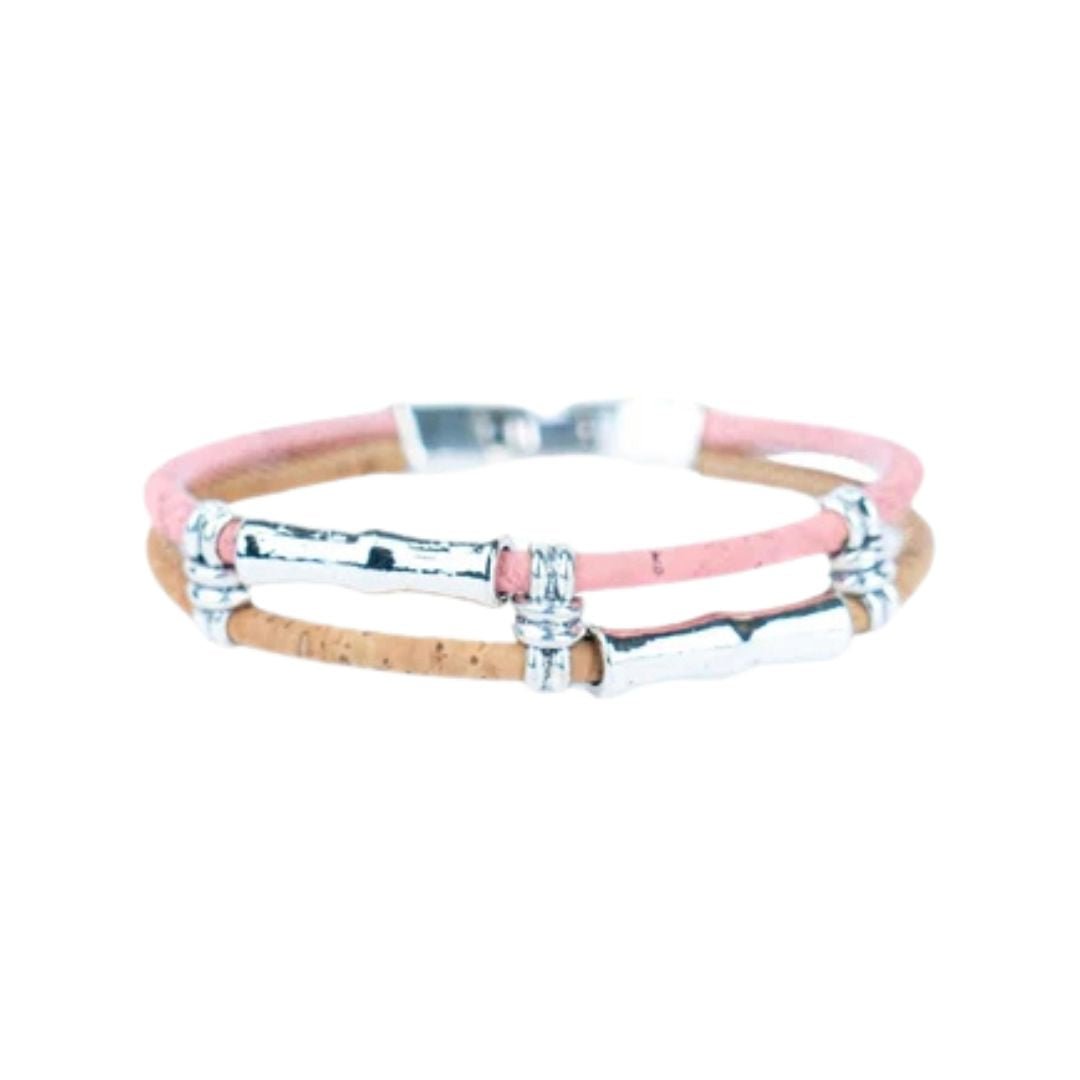 Unisex cork everyday bracelet in pink and natural from Texas Cork Co