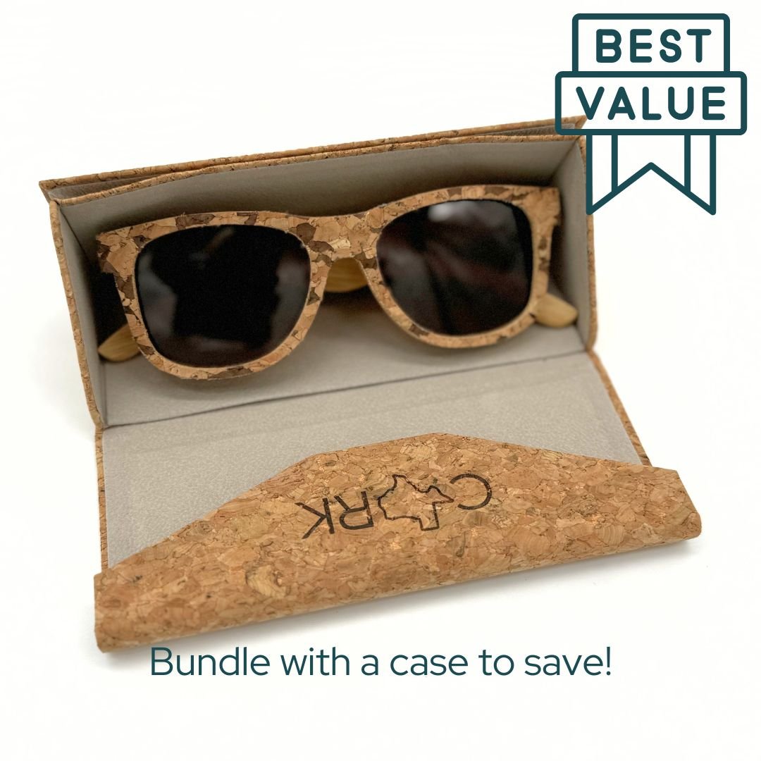 Sunglasses shown inside of case as bundle - our best value.