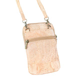 Back of Women's Natural Cork Phone Bag in natural color from Texas Cork Company