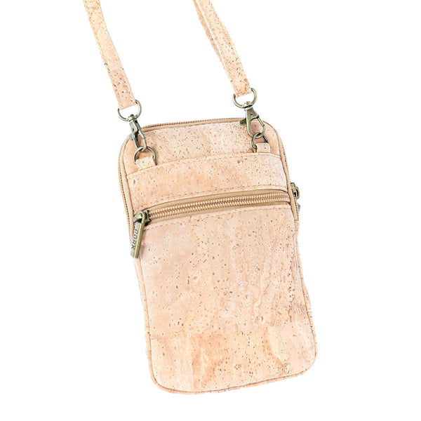 Back of Women's Natural Cork Phone Bag in natural color from Texas Cork Company