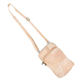 Extended crossbody strap with Women's Natural Cork Phone Bag in natural color from Texas Cork Company