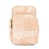 Front of Women's Natural Cork Phone Bag in natural color from Texas Cork Company