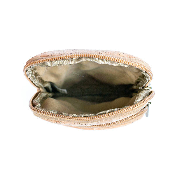 Inside of largest pocket of Women's Natural Cork Phone Bag in natural color from Texas Cork Company