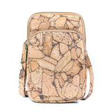 Front of Women's Natural Cork Phone Bag in molten goldl color from Texas Cork Company