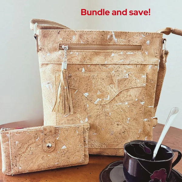 The cork Aberdeen Crossbody and the coordinating Tacoma wallet bundle.