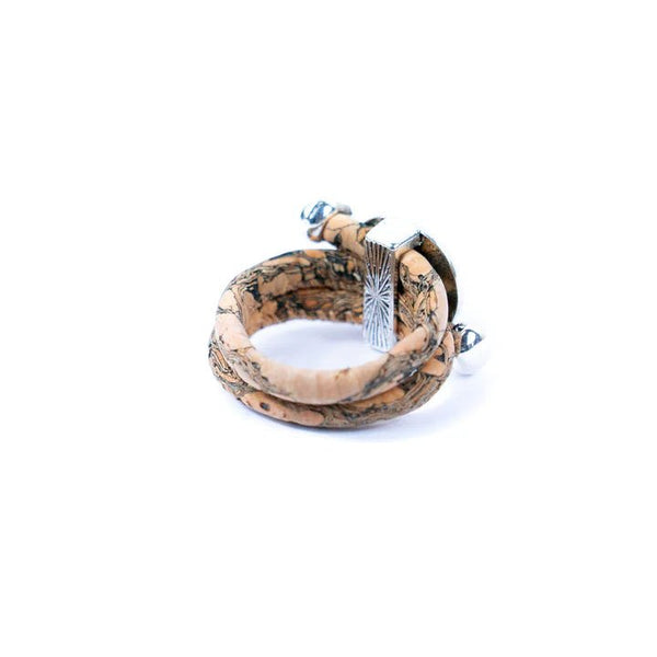 Back view of Adjustable Cork Ring with White Stone
