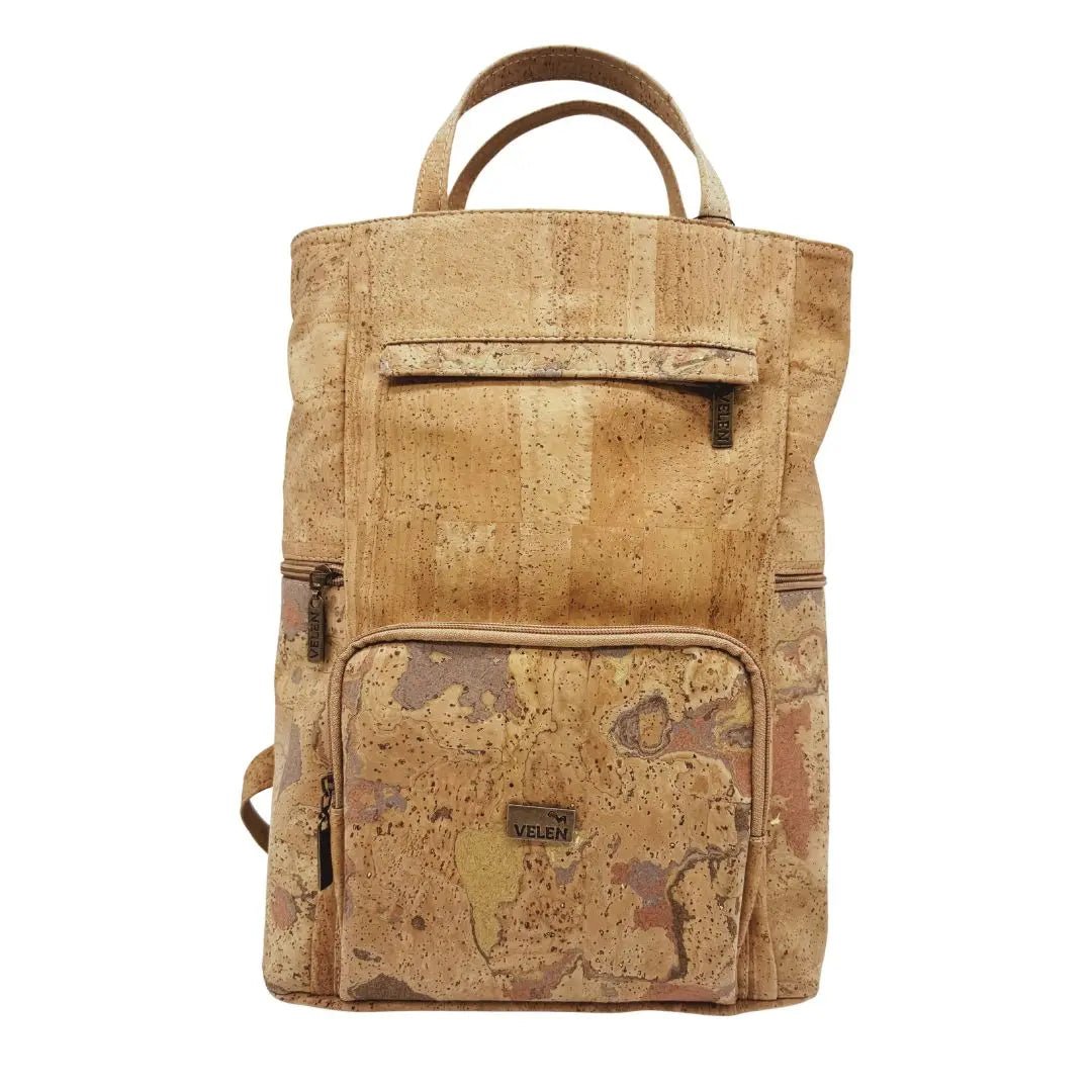 Akron Large Cork Backpack front - in Flamingo