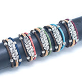 All colors of 3 Layer Cork Cord Bracelet with Feather Charm from Texas Cork Company