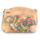 Arlington Mountain cork crossbody bag with multicolor geometric pattern