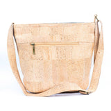 Back view of Eco-Friendly Cork Purse with Stylish Vertical Front Zippers from Texas Cork Company