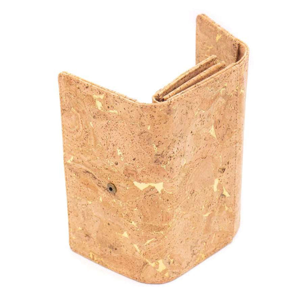Back and side of Molten Gold Trifold Cork Wallet for Women from Texas Cork Company