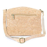 Back zip pocket of three-line zipper cork crossbody bag