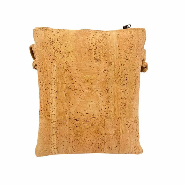 Back of Charleston Cork Triple Zip Crossbody Bag in Natural