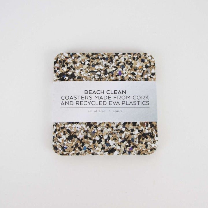 Set of 4 Square Beach Clean Coasters from Texas Cork Company