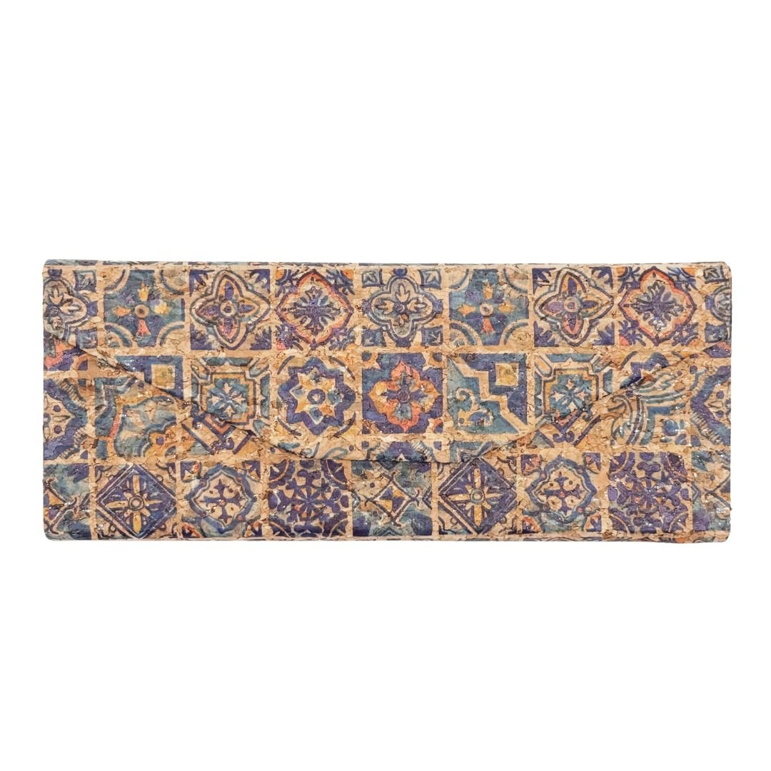 Front of blue tiles glasses case