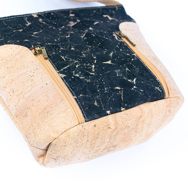 Bottom view of Eco-Friendly Cork Purse with Stylish Vertical Front Zippers from Texas Cork Company
