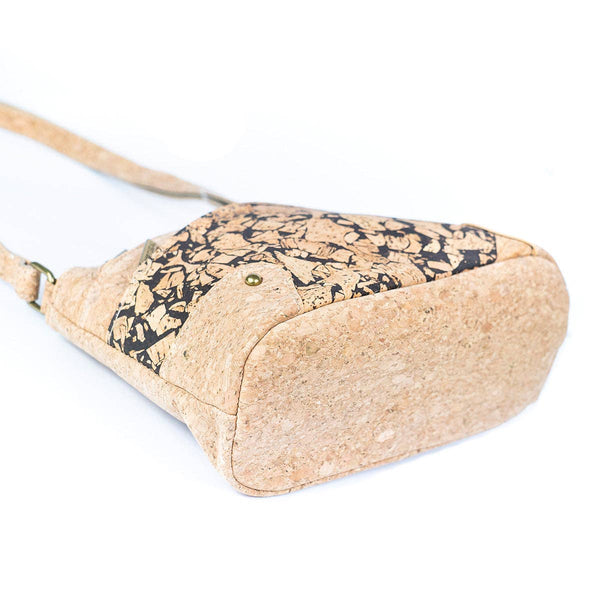 Bottom of three-line zipper cork crossbody bag from Texas Cork Company