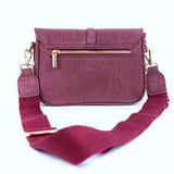 Back of Brooklyn cork crossbody with exterior zip pocket