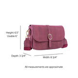 Dimensions of Brooklyn Cork Crossbody in Maroon