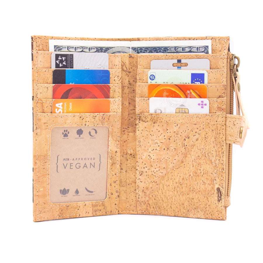 Card slots of natural Exquisite Cork Wallet With Snap Closure from Texas Cork Company