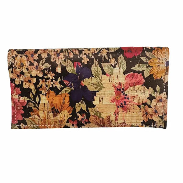 Floral checkbook cover back on white background. By Texas Cork Company