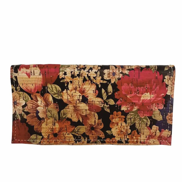 Floral checkbook cover front on white background. By Texas Cork Company