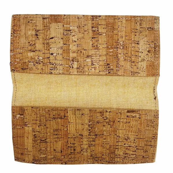 Inside of checkbook cover on white background. By Texas Cork Company