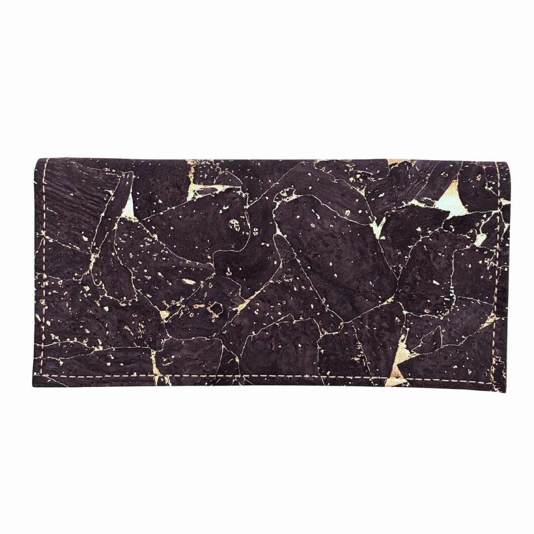 Navy Molten Gold checkbook cover front on white background. By Texas Cork Company