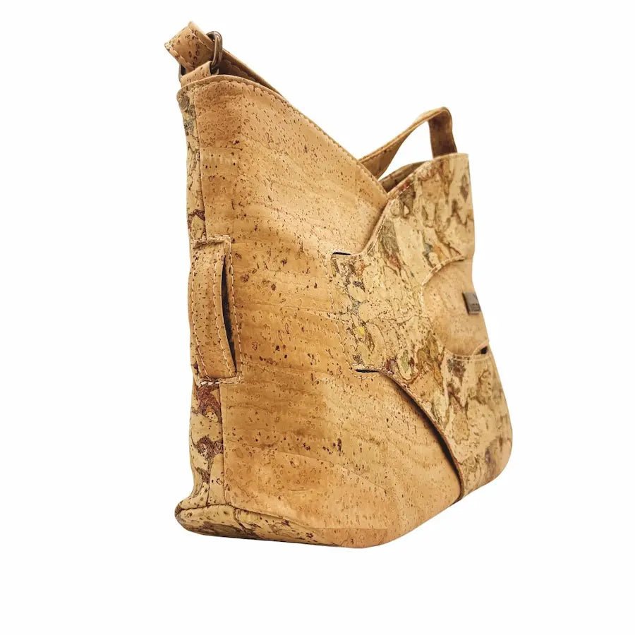Chicago crossbody side with Roots on back and Natural and Roots on front