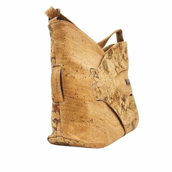 Chicago crossbody side with Roots on back and Natural and Roots on front