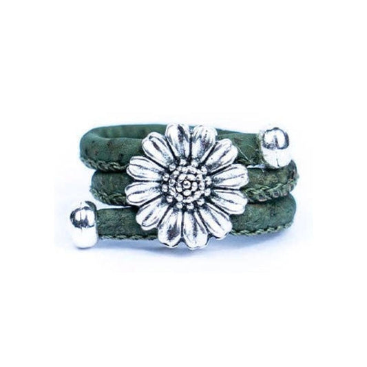 Vibrant Adjustable Cork Ring with Chrysanthemum Pendant