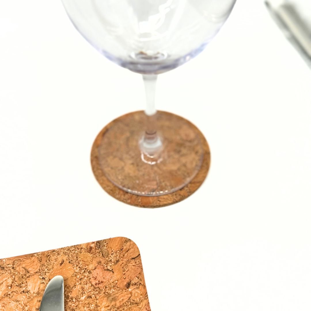 Chunky cork coaster with wine glass by Texas Cork Company