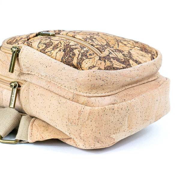 Bottom of coffee cork chest sling travel bag from Texas Cork Company