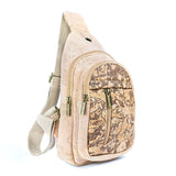 Side of coffee cork chest sling travel bag from Texas Cork Company