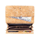 Coin and phone slots of Molten Gold Trifold Cork Wallet for Women from Texas Cork Company