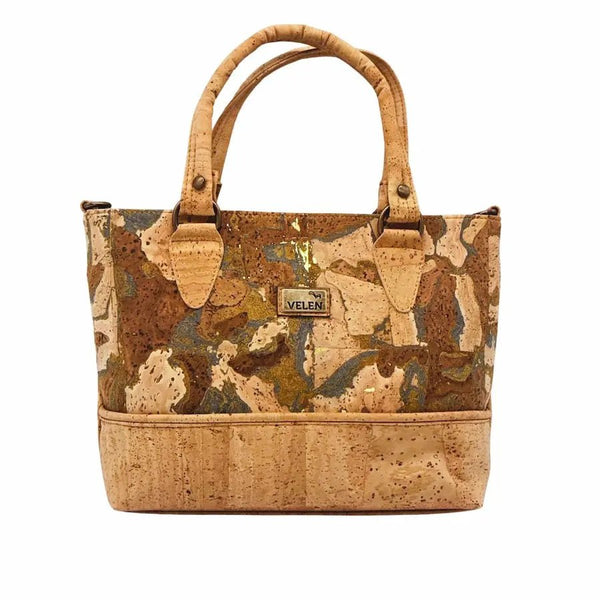 Front view of convertible crossbody bag with hand straps in Napa Luxe style and Ocean color