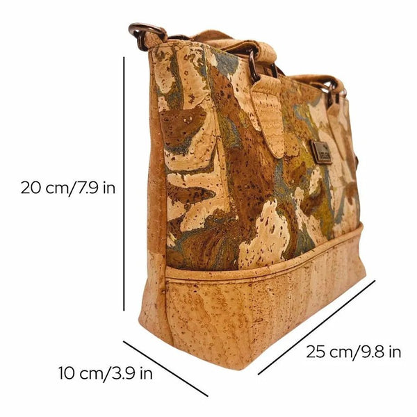 Dimensions and angled view of Napa Luxe Convertible Handbag