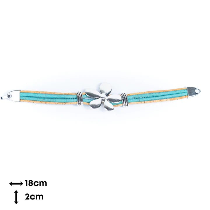 Dimensions of cork bracelet with flower pendant
