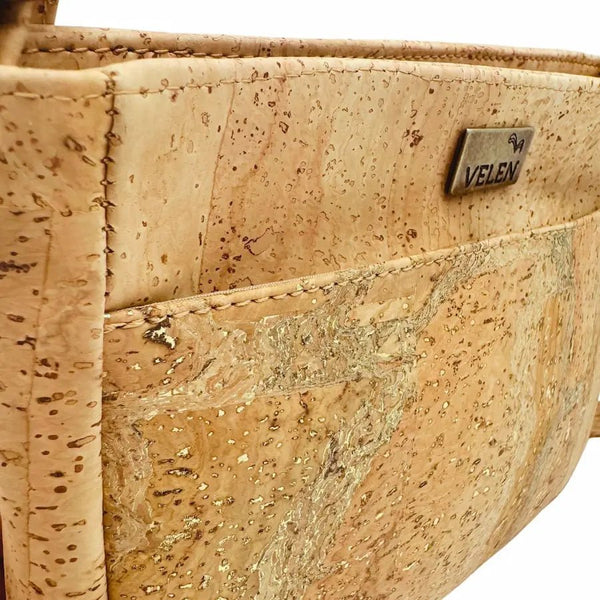 Lexington cork crossbody with front slip pocket - close-up