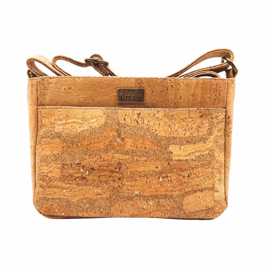 Lexington cork crossbody with front slip pocket - front in Bright Grey
